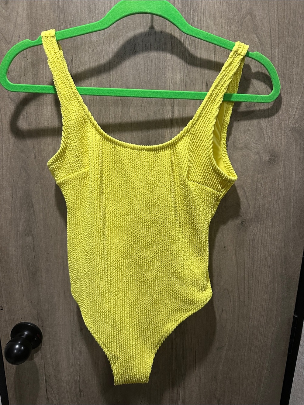 H&M Neon Chartreuse Textured One Piece Swimsuit XS
